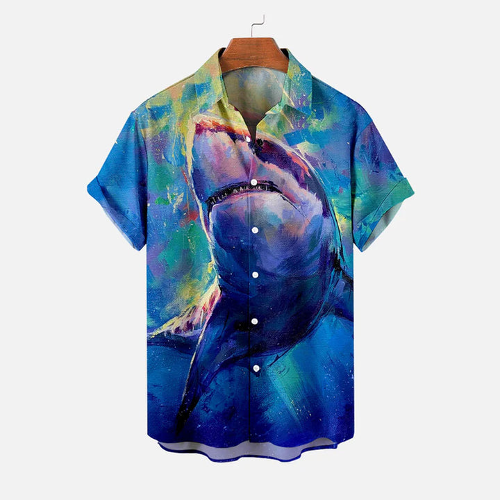 Men's Shark Large Size Casual Short Sleeve Shirt