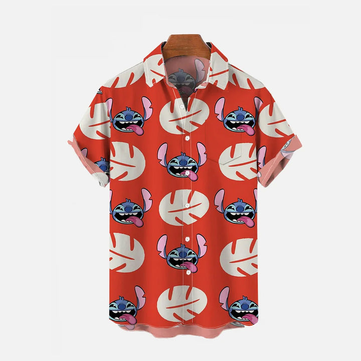 Hawaiian Cartoon Monster 626 Linen Short Sleeve Shirt