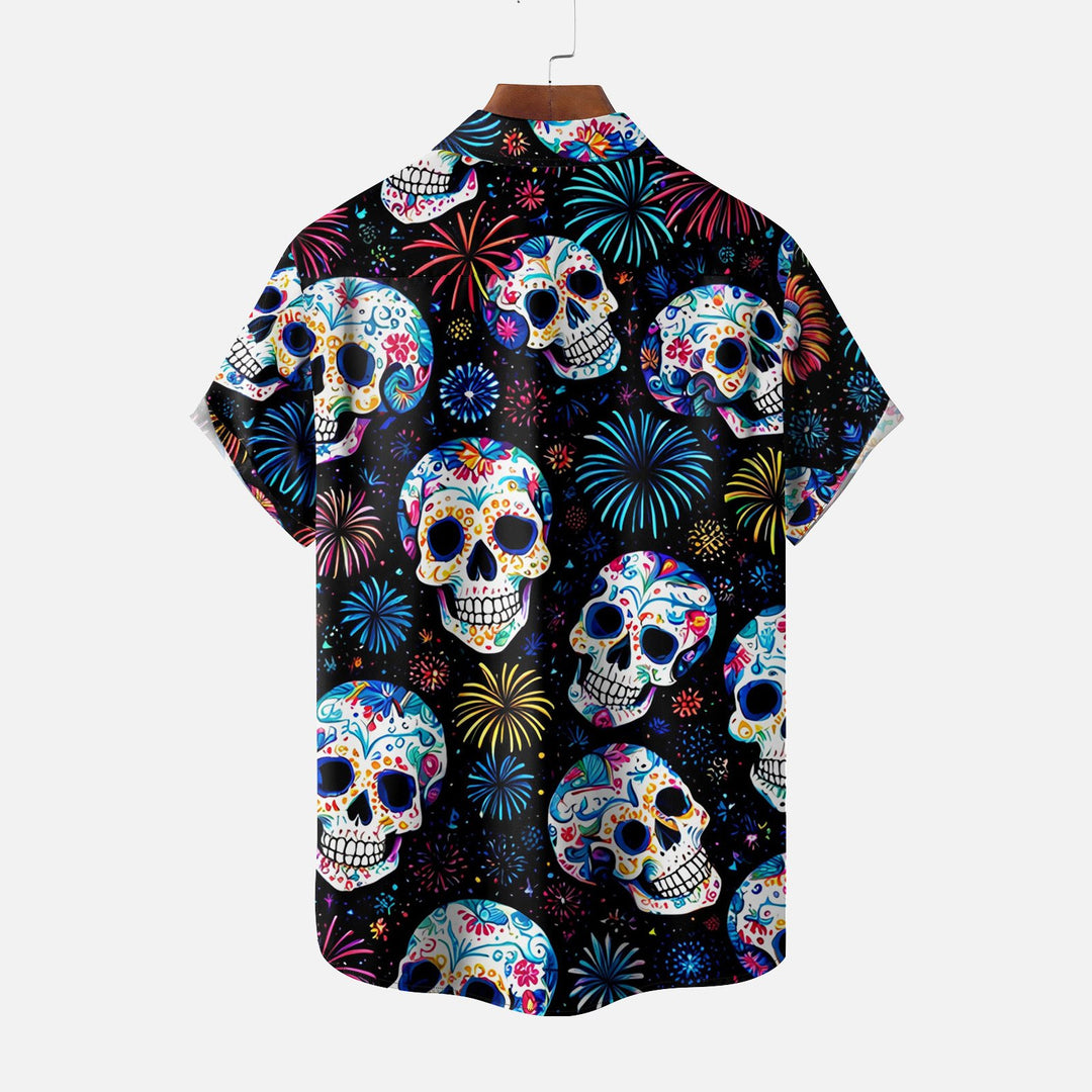 Day of the Dead Skeleton Casual Short Sleeve Shirt