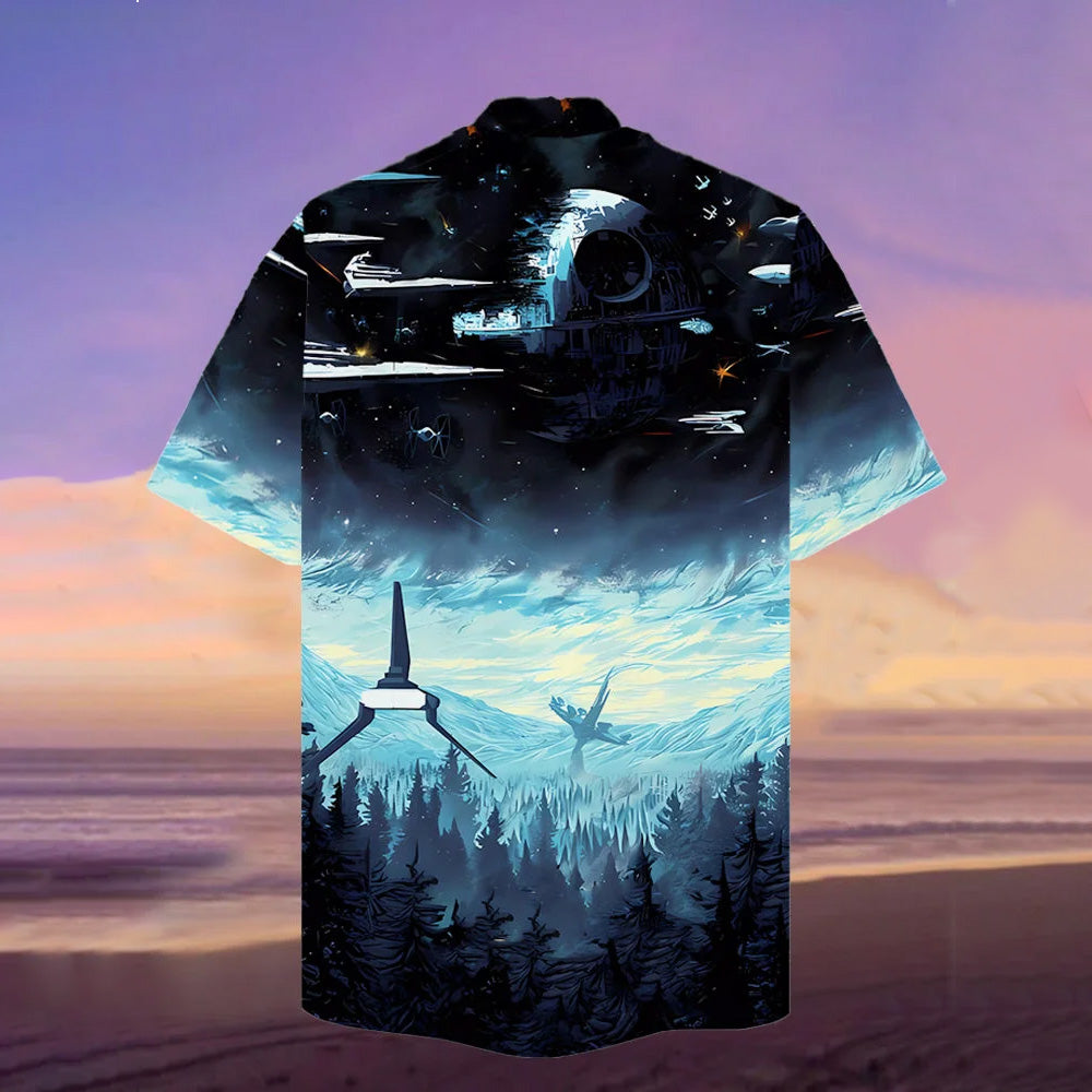 Mysterious Outer Space Starship And Army Printing Short Sleeve Shirt