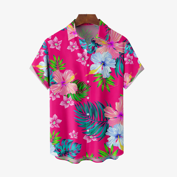 Hawaiian Flower Casual Oversized Short Sleeve Shirt