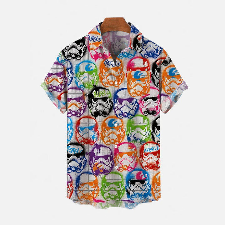 Retro Color Sci-Fi Space Warrior Short Sleeve Shirt