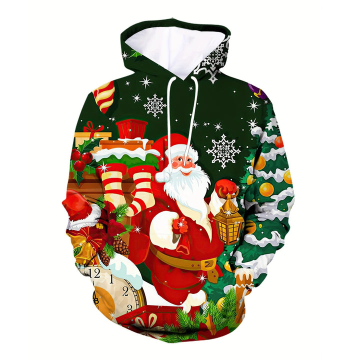 Christmas Santa Claus and Gifts Print Long Sleeve Hoodie