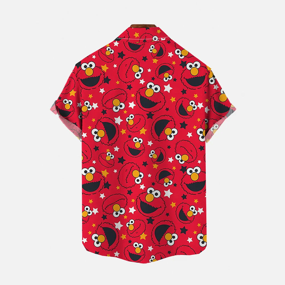 Retro Red Cartoon Character Short Sleeve Shirt