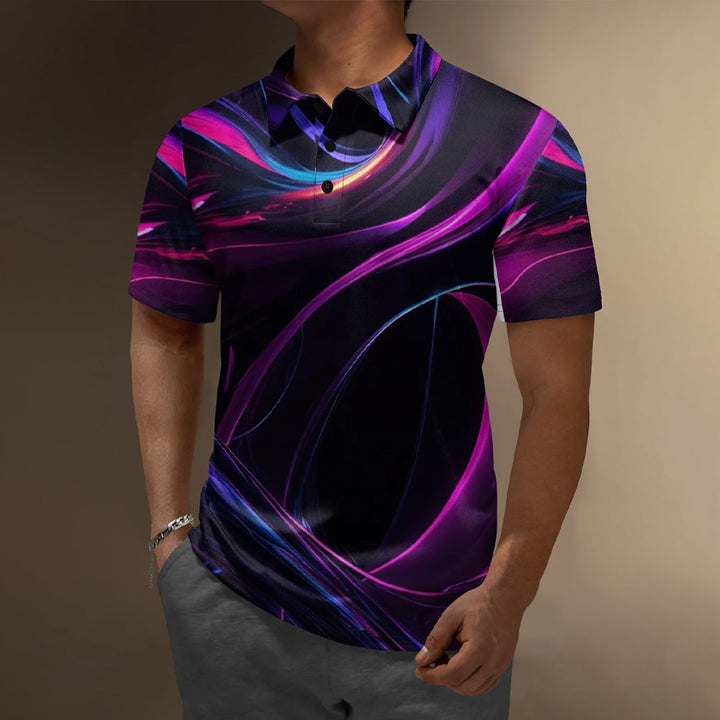 3d Abstract Gradient Geometric Pattern Polo Shirt