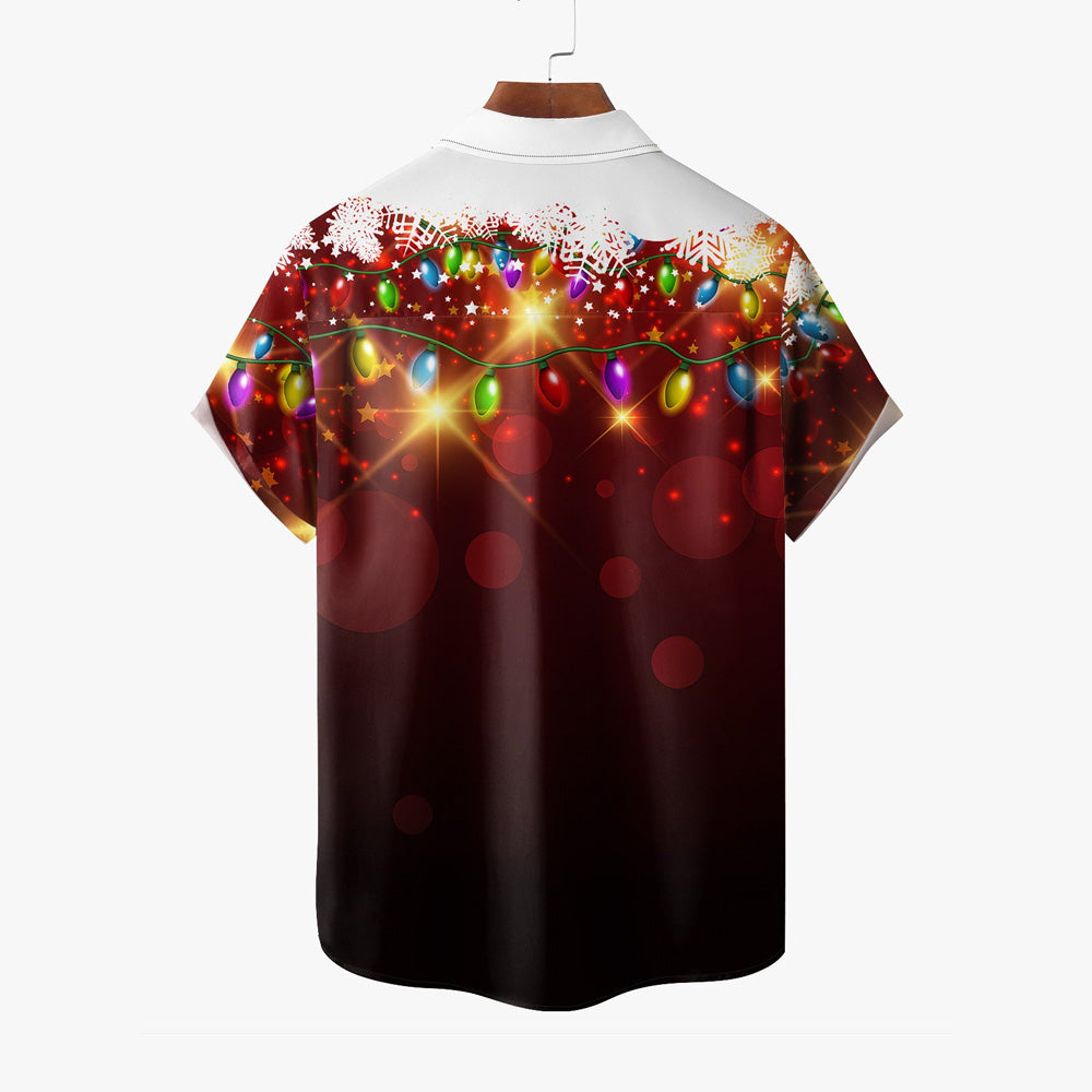 Christmas Lights PrintMen's Pocket Short Sleeve Shirts