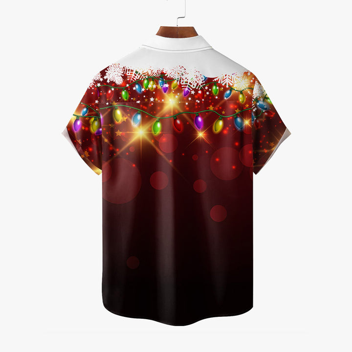 Christmas Lights PrintMen's Pocket Short Sleeve Shirts