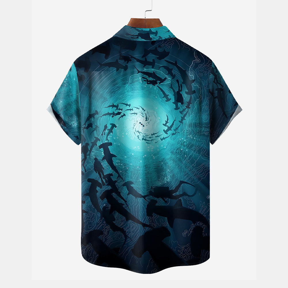 Underwater World Casual Large Size Short Sleeve Shirt