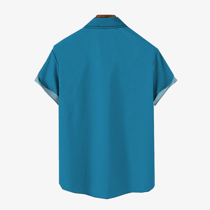 Retro Colorblock Classic Car Large Size Short Sleeve Shirt