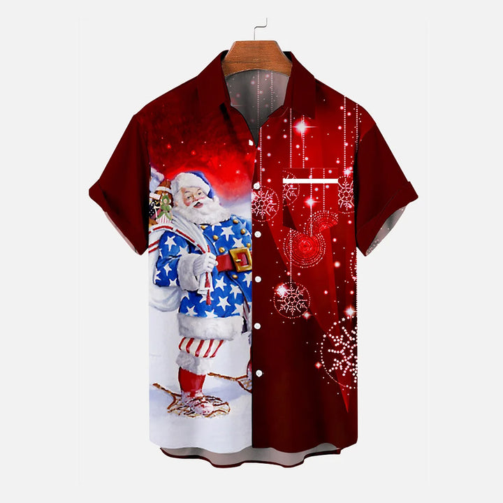 Christmas Santa Claus Contrast Short Sleeve Shirt