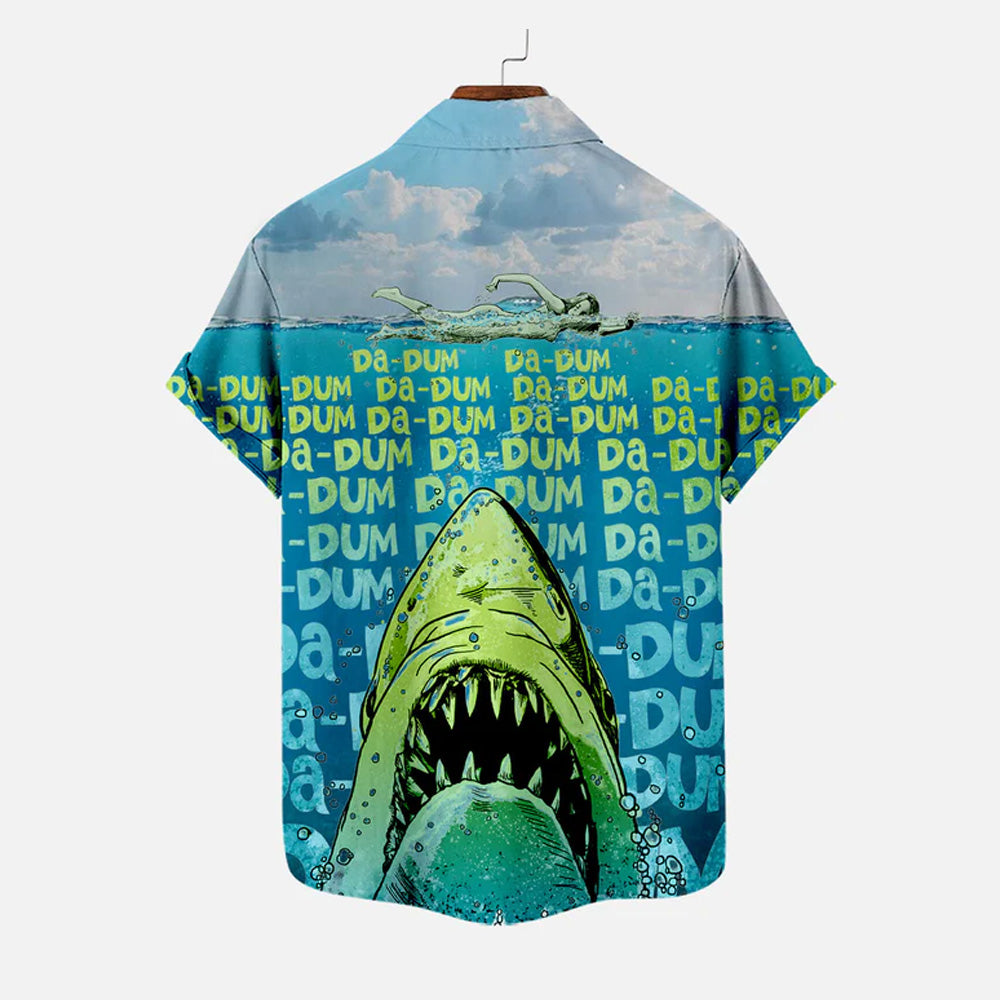 Men's Shark Large Size Casual Short Sleeve Shirt