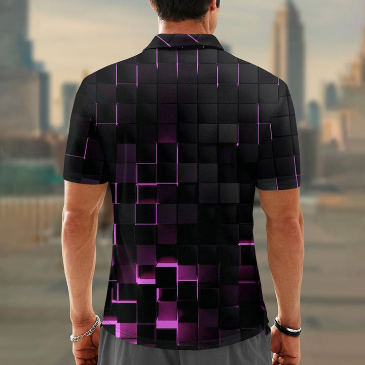 3d Geometric Pattern Polo Shirt