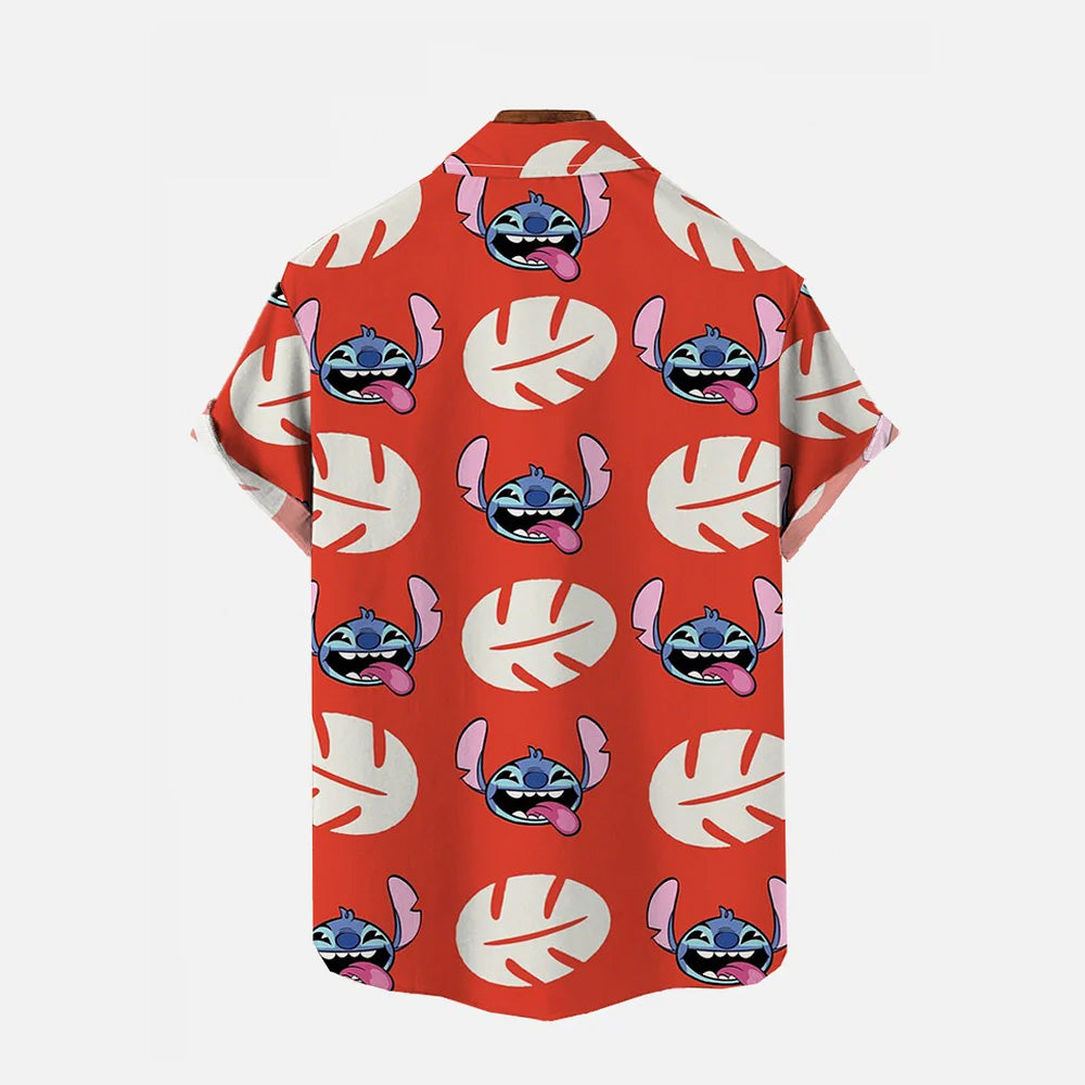 Hawaiian Cartoon Monster 626 Linen Short Sleeve Shirt