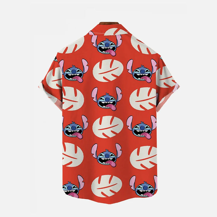 Hawaiian Cartoon Monster 626 Linen Short Sleeve Shirt