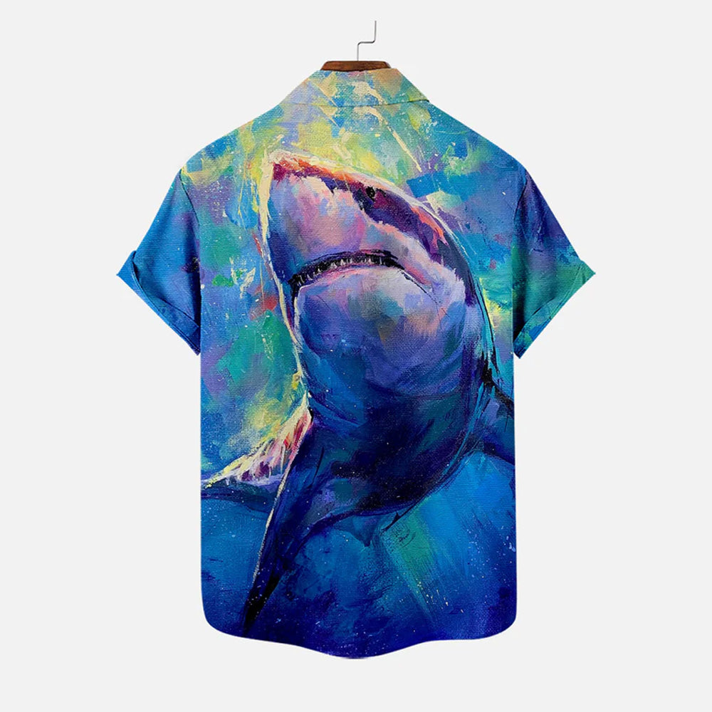 Men's Shark Large Size Casual Short Sleeve Shirt