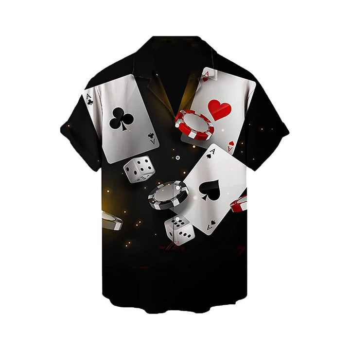 Men's Casual Poker Gambling Cuban Collar Shirt