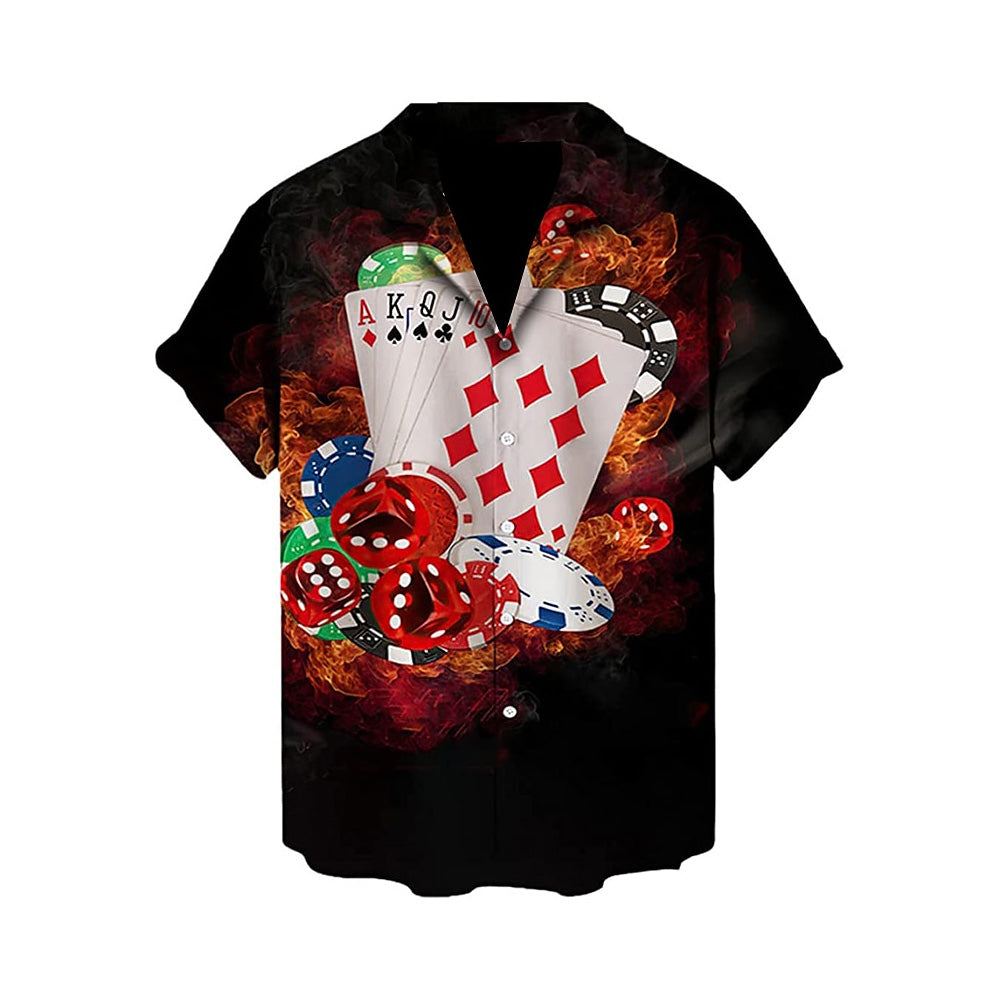 Men's Casual Poker Gambling Cuban Collar Shirt