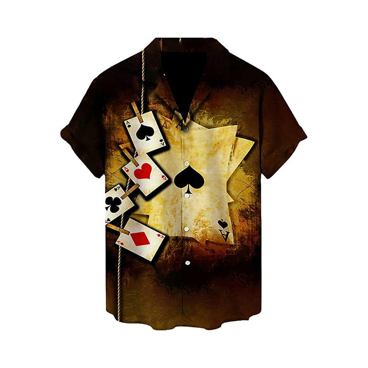 Men's Casual Poker Gambling Cuban Collar Shirt