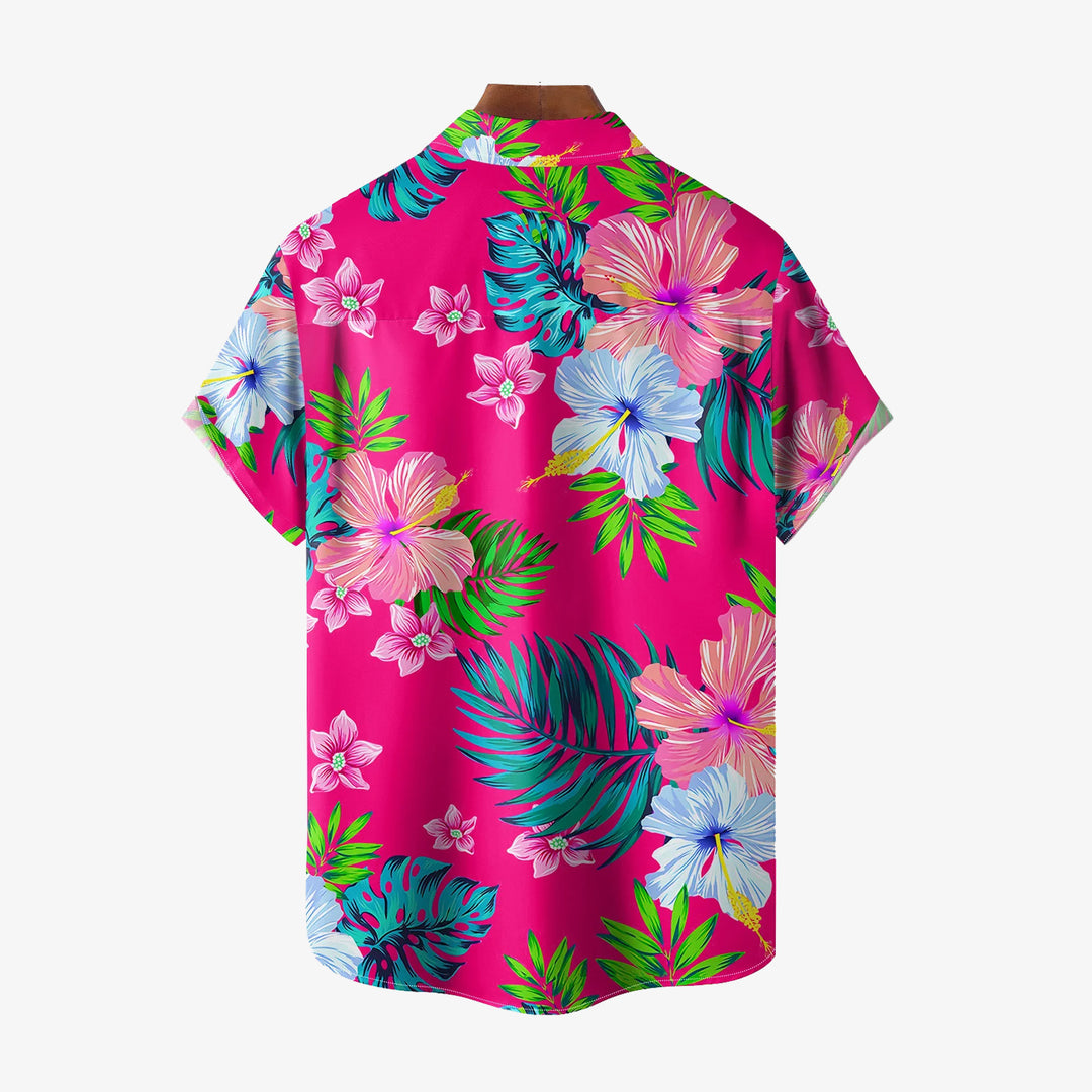 Hawaiian Flower Casual Oversized Short Sleeve Shirt