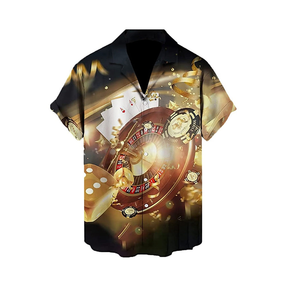 Men's Casual Poker Gambling Cuban Collar Shirt