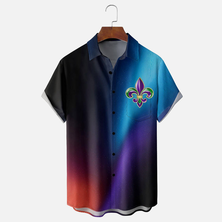 Mardi Gras Gradient Contrast Iris Short Sleeve Shirt