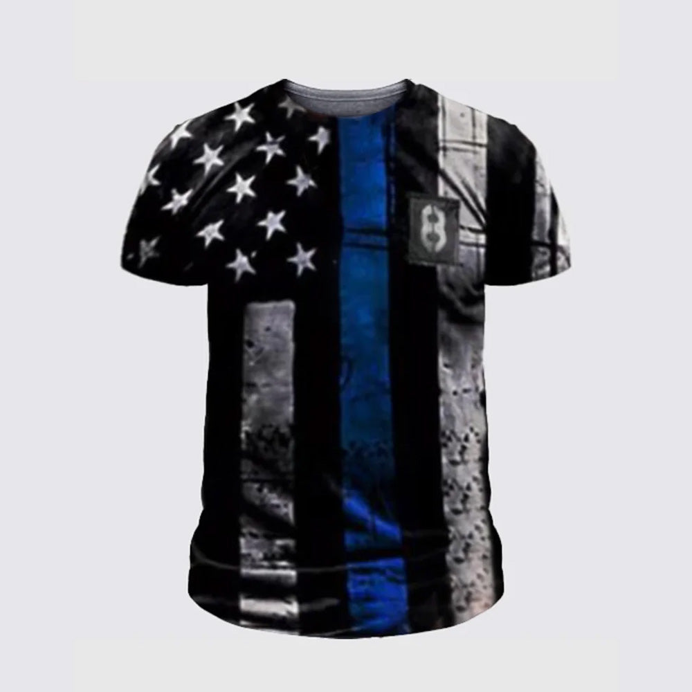 Fashion Star Flag Print Short Sleeve T-shirt