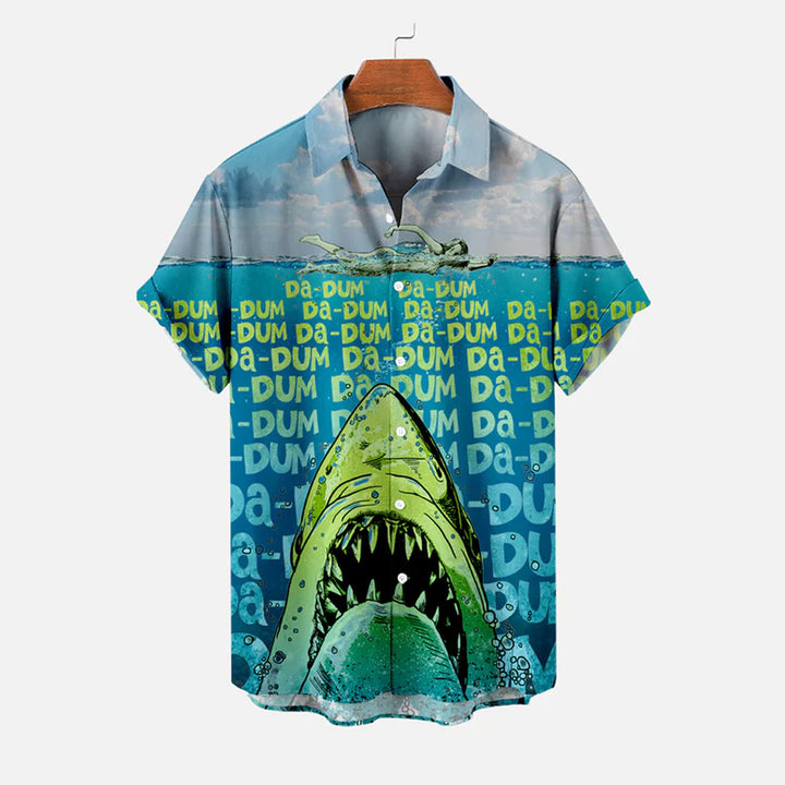 Men's Shark Large Size Casual Short Sleeve Shirt