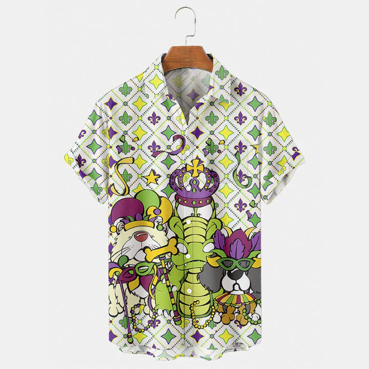 Mardi Gras Carnival Animal Collection Short Sleeve Shirt