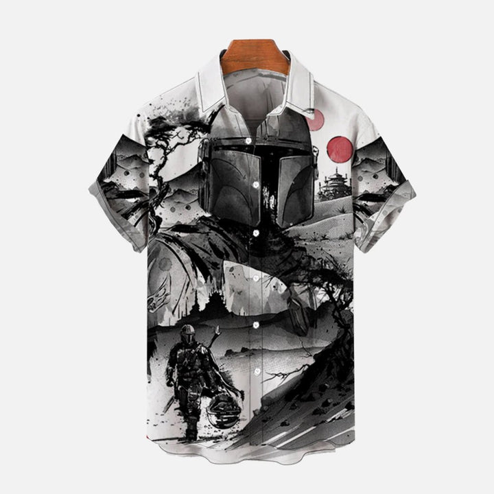 Ink Star Warrior Print Short Sleeve Shirt