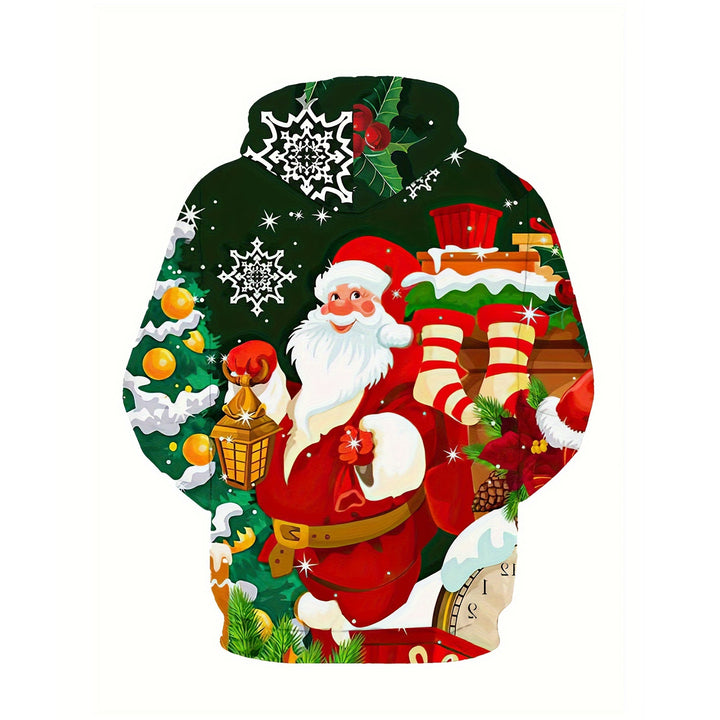 Christmas Santa Claus and Gifts Print Long Sleeve Hoodie