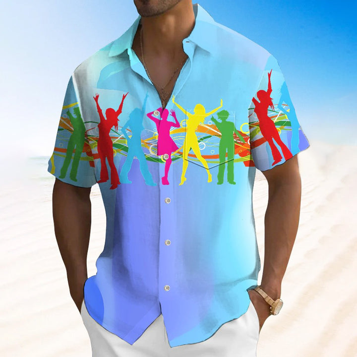 Music Festival Gradient Print Casual Vacation Shirt 2405002148