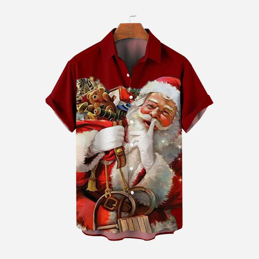 Santa Gift Breast Pocket Hawaiian Shirt