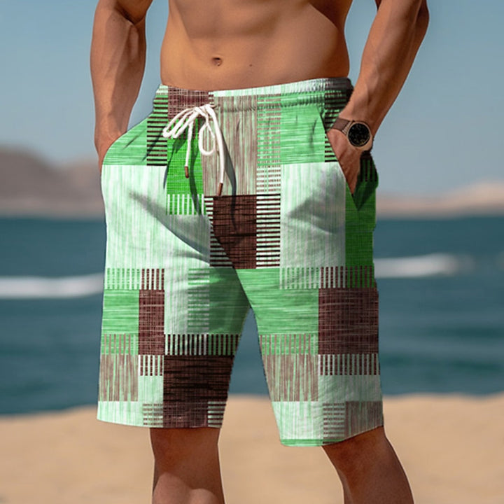 Men's Quick-Drying Multi-Color Geometric Patchwork Print Shorts