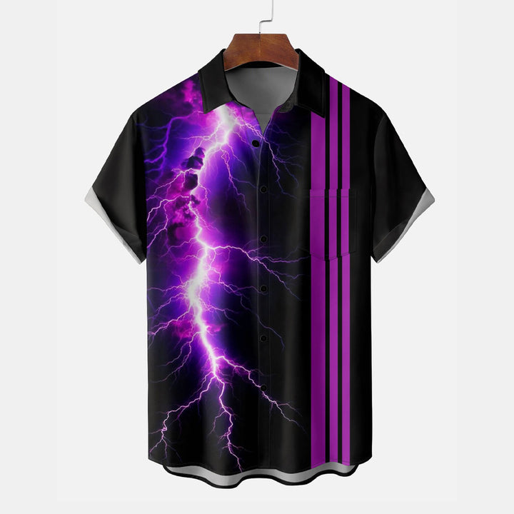 Purple Lightning Casual Large Size Short Sleeve Shirt