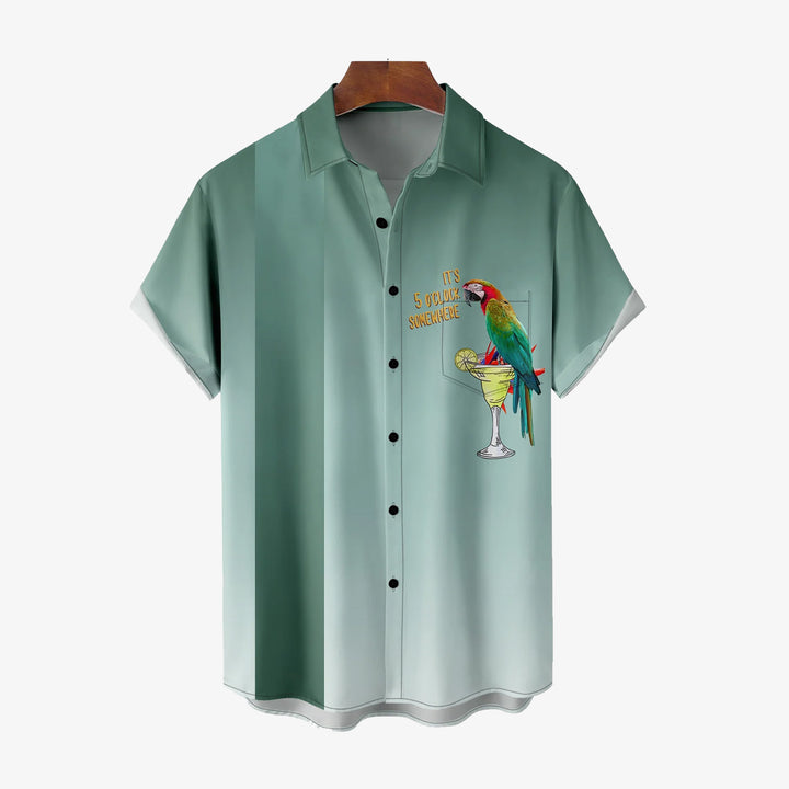 Hawaiian Parrot Cocktail Oversized Short Sleeve Shirt