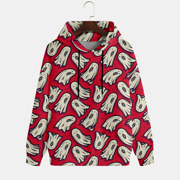 Vintage Baseball Halloween Ghost Print Hoodie