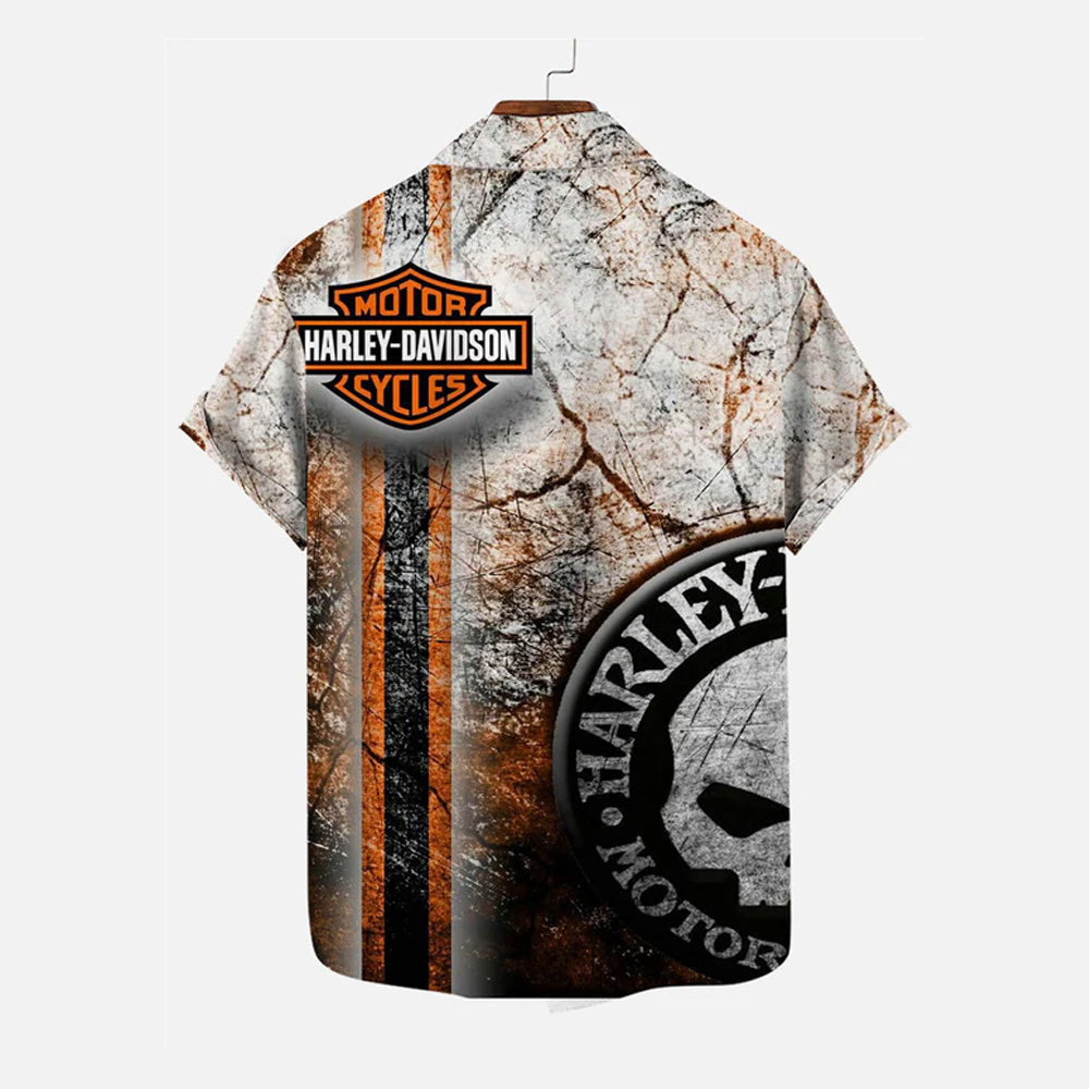 Motorcycle Print Casual Short Sleeve Shirt