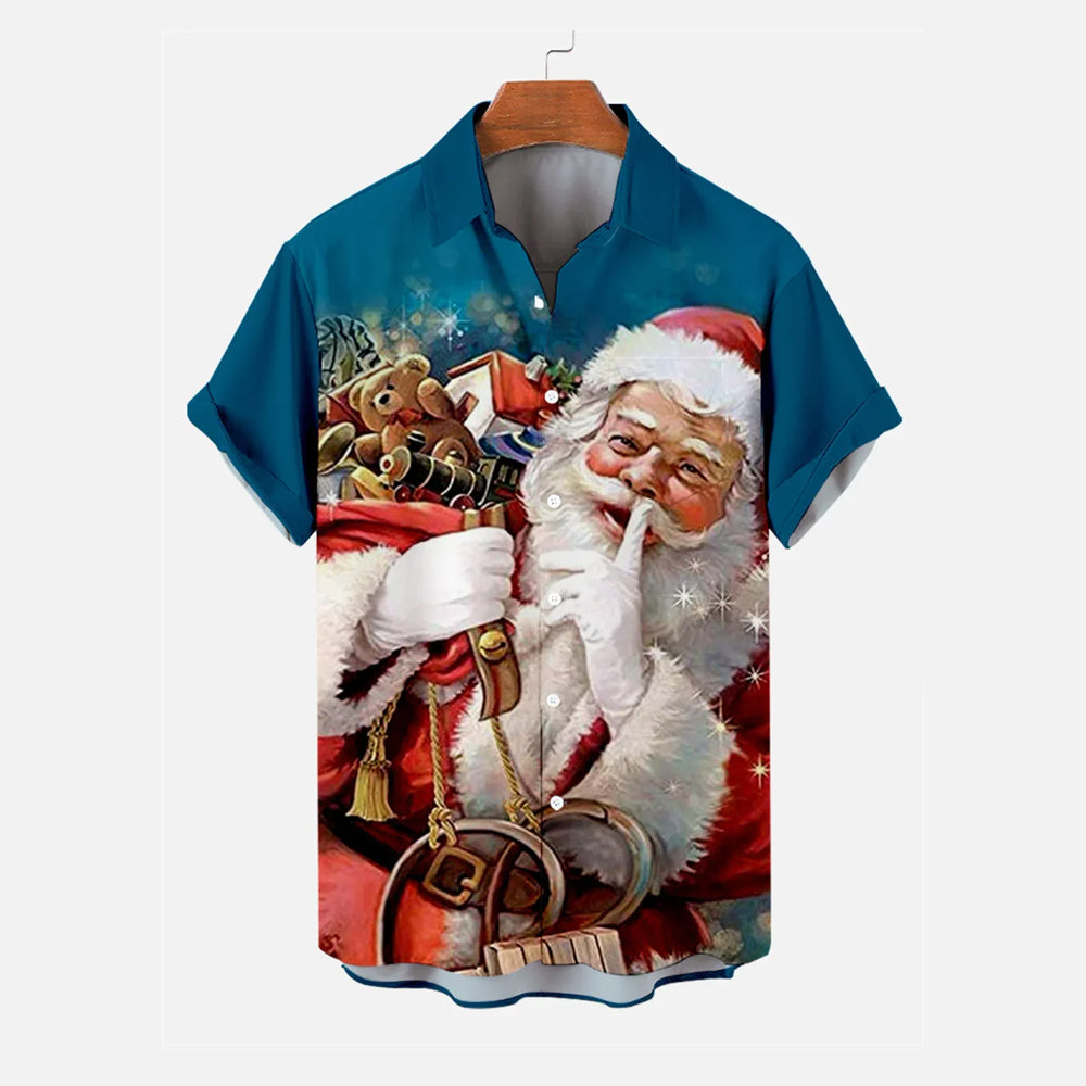 Santa Gift Breast Pocket Hawaiian Shirt