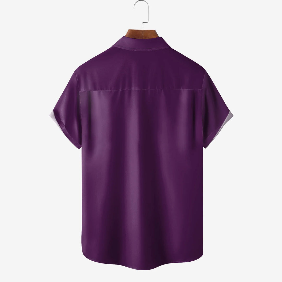 Mardi Gras Chest Pocket Short-sleeved Shirt