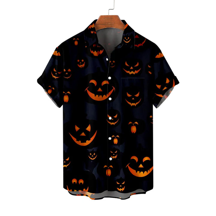 Halloween Ghost Pumpkin Casual Short Sleeve Shirt