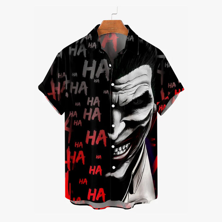 Halloween Smiling Joker Casual Short Sleeve Shirt