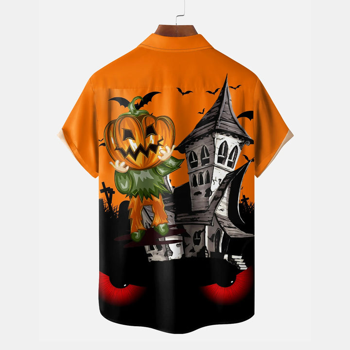 Halloween Ghost Pumpkin Casual Large Size Short Sleeve Shirt