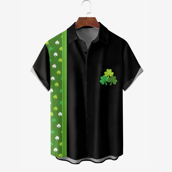 Irish St. Patrick's Day Lucky Clover Casual Short Sleeve Shirt