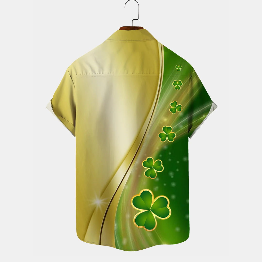 St. Patrick's Day Gradual Clover Print Holiday Shirt Plus Size Shirt