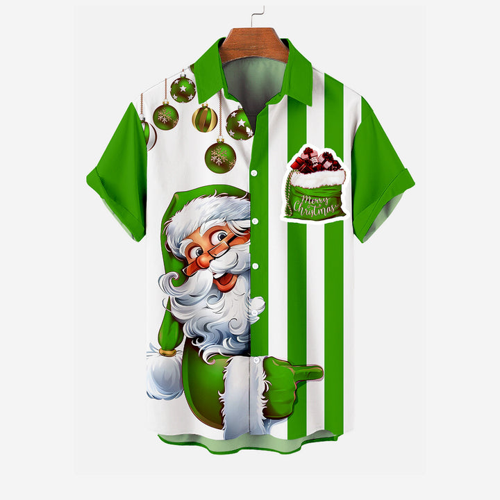 Green Monster Christmas Slogan Print Short Sleeve Shirt 2409006727