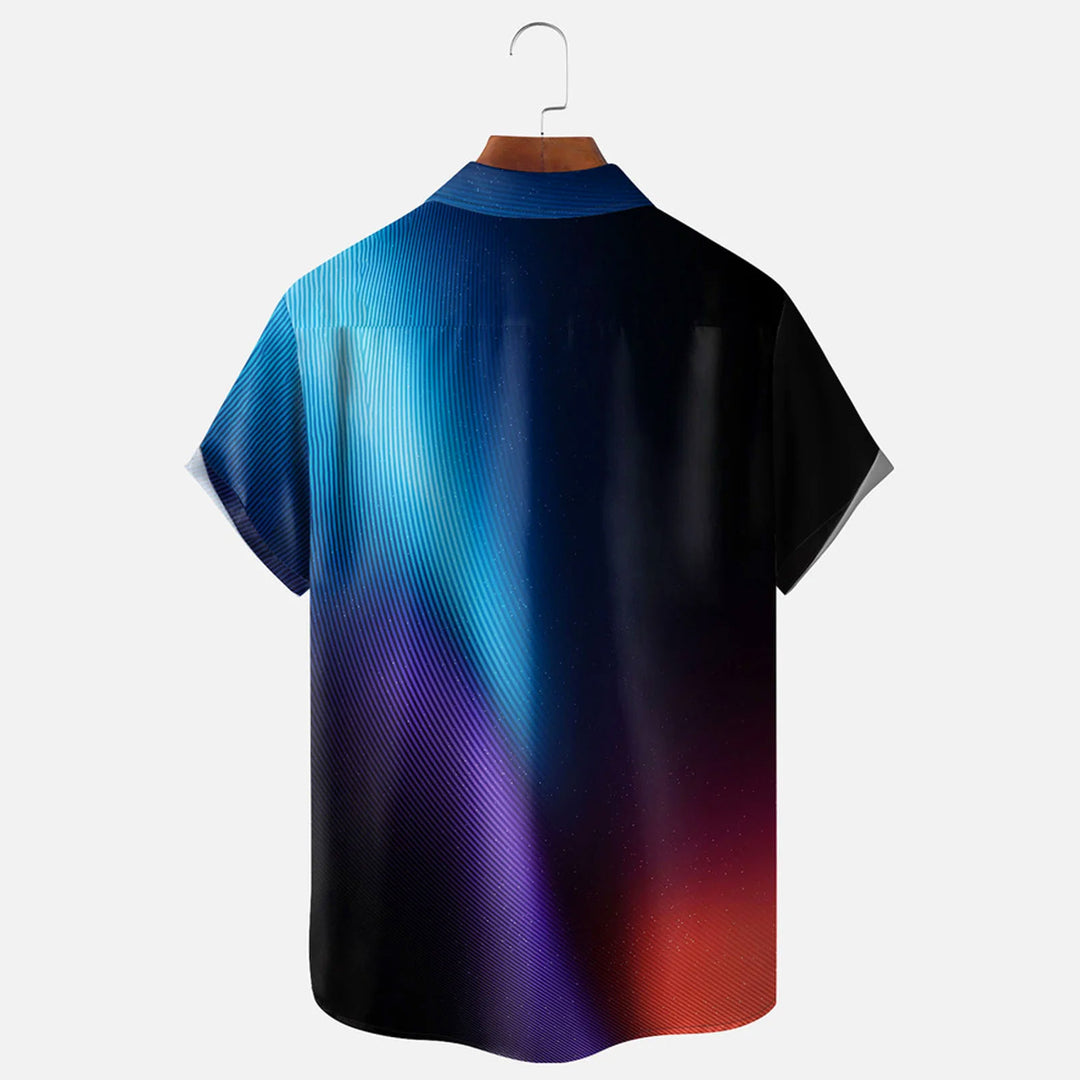 Mardi Gras Gradient Contrast Iris Short Sleeve Shirt