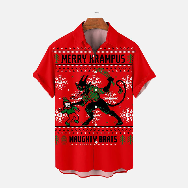 Men's Christmas Creative Pattern Short Sleeve Shirt