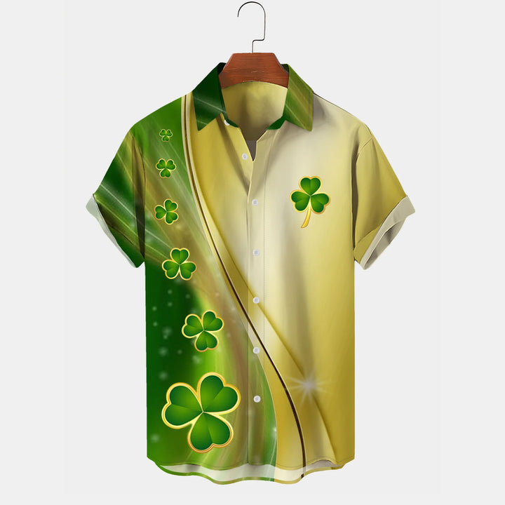 St. Patrick's Day Gradual Clover Print Holiday Shirt Plus Size Shirt