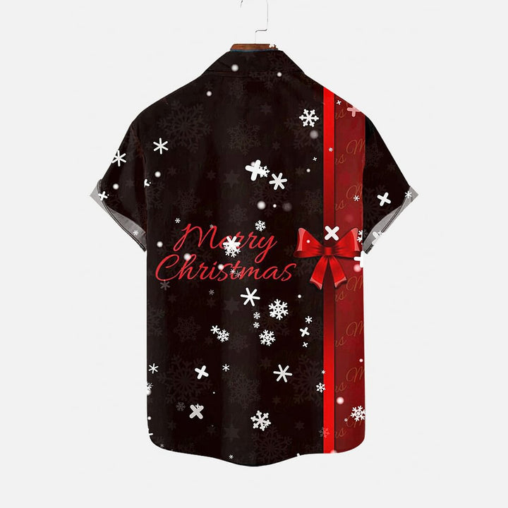 Christmas Snowflakes Gift Box Costume Printing Short Sleeve Shirt