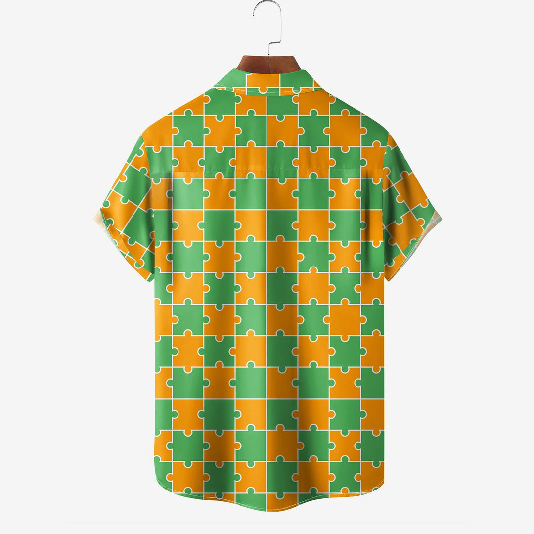 Irish St. Patrick's Day Lucky Clover Casual Short Sleeve Shirt